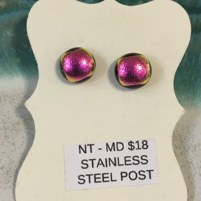 Dichroic Glass Earrings – MicroDot(tm) Small Pink Posts