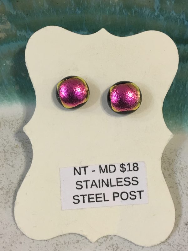 Dichroic Glass Earrings – MicroDot(tm) Small Pink Posts